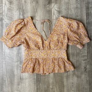 J Crew Fall Floral Puff-Sleeve Blouse